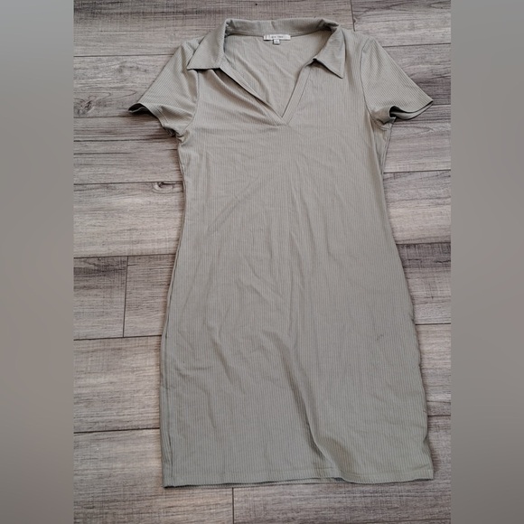 Love Tree Mint Sage Mini Dress Size L Stretchy Fit Summer Lagonlook Minimalist - Picture 6 of 8